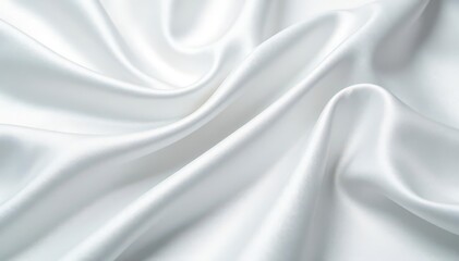 Fototapeta premium Shimmering white silk fabric, crisp folds on white, cloth, isolated