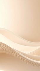 A soft beige background features elegant, flowing waves and delicate lines that create a serene and harmonious abstract design, evoking tranquility.