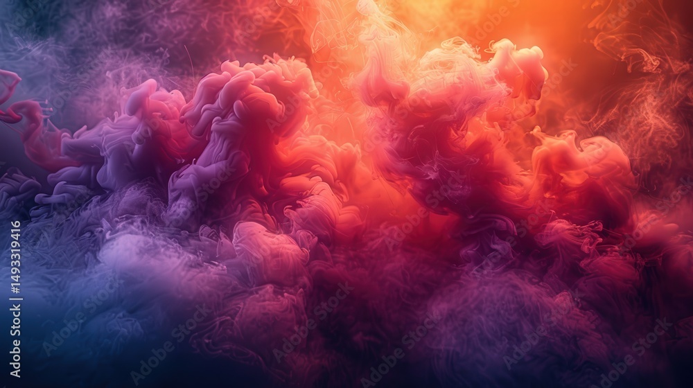 Poster abstract colorful smoke cloud background vivid hues and dynamic forms