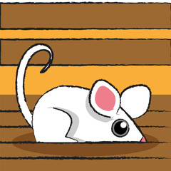 Vector image of a white mouse. Simple drawing, pencil outlines, stylization. The village rodent
