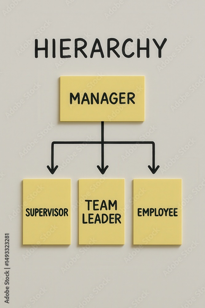 Poster corporation structure negotiation concept. organizational hierarchy chart with roles and structure.