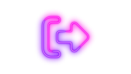 Neon right from-bracket icon glowing with transparent background