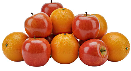 Vibrant Orange and Red Apples and Oranges - Fresh Citrus and Fruit Mix Artistic Render