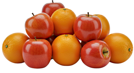 Vibrant Orange and Red Apples and Oranges - Fresh Citrus and Fruit Mix Artistic Render