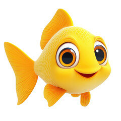 Cartoon goldfish cute animation character adorable pet fish graphic design illustration yellow fish art 3d render