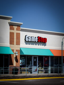 A GameStop storefront in a suburban outdoor mall area. For editorial use only. (Minnesota, USA)