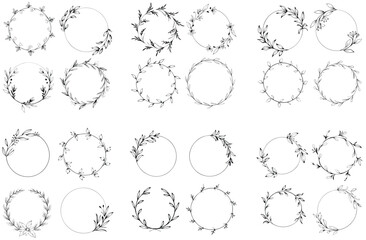 set of round frames with flowers