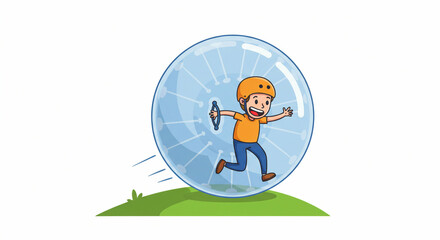 Zany zorb ride adventure on green hill