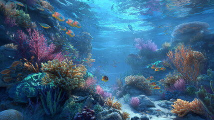 exotic marine life in blue ocean