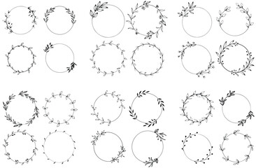 set of floral design elements