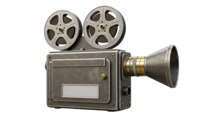 Isolated Vintage Movie Camera