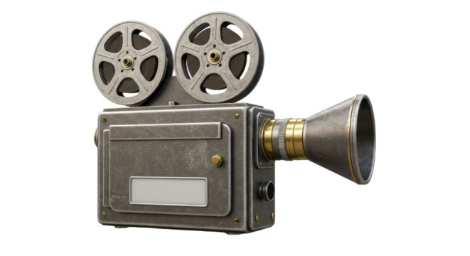 Isolated Vintage Movie Camera