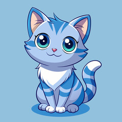Adorable Blue Tabby Kitten Cartoon Illustration