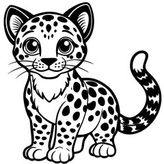 Adorable Cartoon Leopard Cub Sitting Illustration