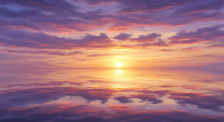Obraz premium Serene Sunset Sky Reflection Peaceful Ocean Water Calm Nature