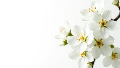 Obraz premium Delicate white blossoms against pure white background, blossom, studio, wonder