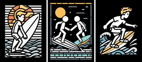 Fototapeta premium Retro Surfing Doodle Collection with Fun Illustrations and Designs
