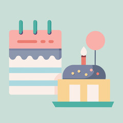 Birthday Reminder Calendar with Cute Cartoon Cake