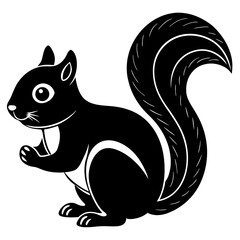 Cute Black Silhouette of a Sitting Squirrel Illustration