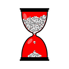 Hourglass with skulls. Glass hourglass and skull. Concept - time is death.