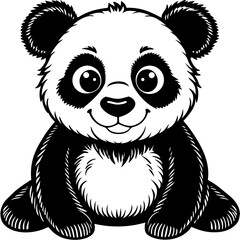 Adorable Cartoon Panda Bear Sitting Illustration