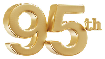95th Anniversary Golden Number 3D Illustration