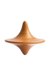 Isolated Plain Wooden Spinning Top with Smooth Finish