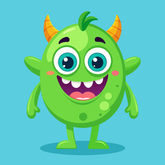 Happy Green Monster Cartoon Character Illustration