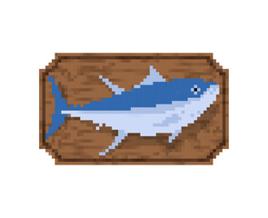 Trophy Fish On Board pixel art. 8 bit Fish interior decor.
