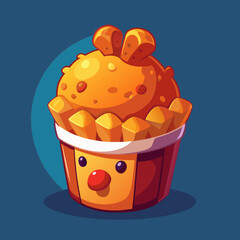 Cartoon Chicken Nuggets and Fries in a Cup