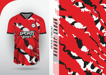 Jersey design, Jersey, Football, Soccer, Futsal, Running, Badminton, Tennis, Exercise, Red, Black, White diagonal brush pattern