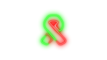 Neon ribbon icon glowing with transparent background
