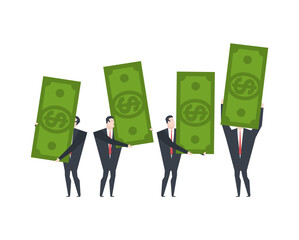 Businessmen Bring in Money. Concept: Managers Who Bring Income