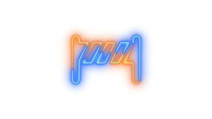 Neon road barrier icon glowing with transparent background