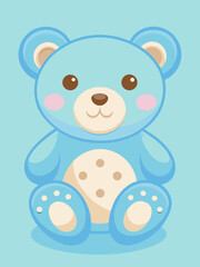 Adorable Light Blue Baby Teddy Bear Cartoon Illustration