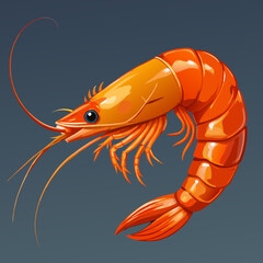 Vibrant Orange Shrimp Illustration Seafood Design Element