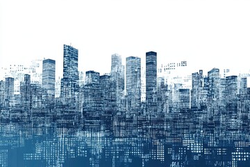 Image of financial data processing over cityscape. Global business, finance, transparent background