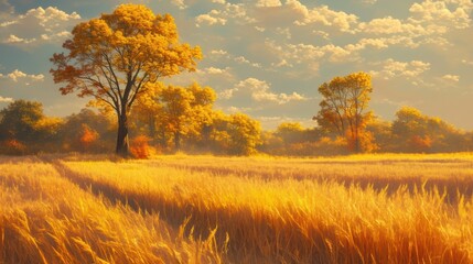 Fototapeta premium Golden Autumn Field