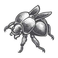 Vintage Style Engraving of a Beetle with Detailed Features