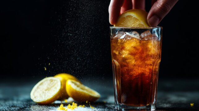 Refreshing lemon infusion in iced beverage for summer cocktail ideas