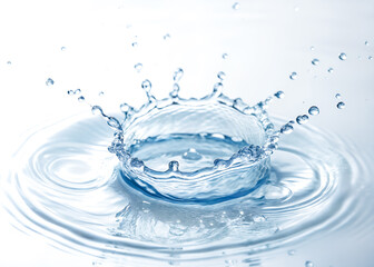 Top view of splashing water in circle shape isolated on white background and generated with AI