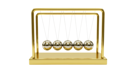 Isolated Golden Newton's Cradle Kinetic Toy