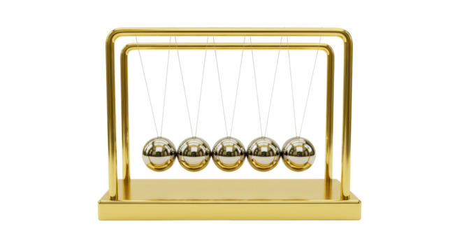 Isolated Golden Newton's Cradle Kinetic Toy - Powered by Adobe