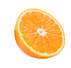 A half of ripe orange fruit isolated on white background. with clipping path and generated with AI