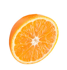 A half of ripe orange fruit isolated on white background. with clipping path and generated with AI