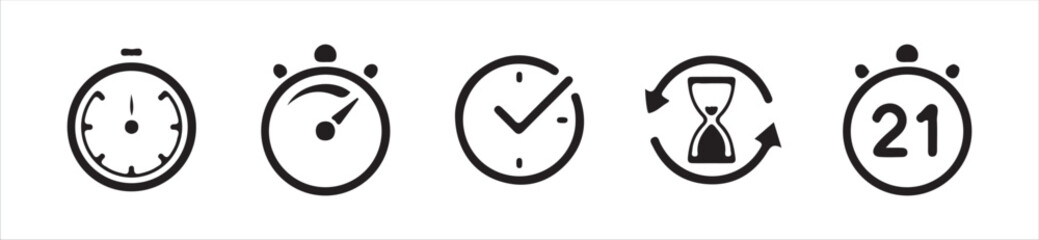 Time and clock, calendar, timer line icons. Horizontal  of analog clock icon symbol . Circle arrow icon, Victor illustration, Eps 10.