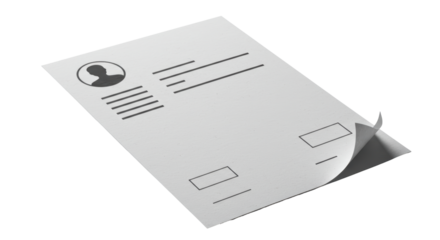 Isolated Resume CV Document with Profile Icon