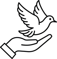 Dove Peace Hand Line Art Graphic Design