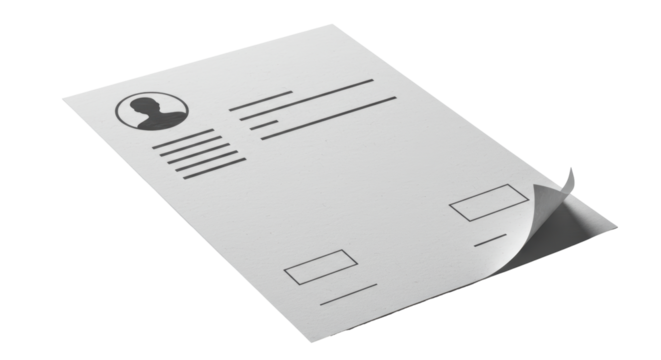 Isolated Resume CV Document with Profile Icon
