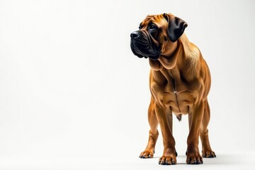 Obraz premium Majestic mastiff, powerful stance, white background, canine, noble